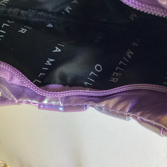 Olivia Miller Iridescent Metallic Purple Shoulder Bag Scrunch Handle Y2K Shiny - Picture 10 of 13